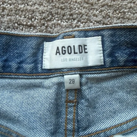 Agolde Light Blue Denim Parker Long Shorts - Picture 3 of 4